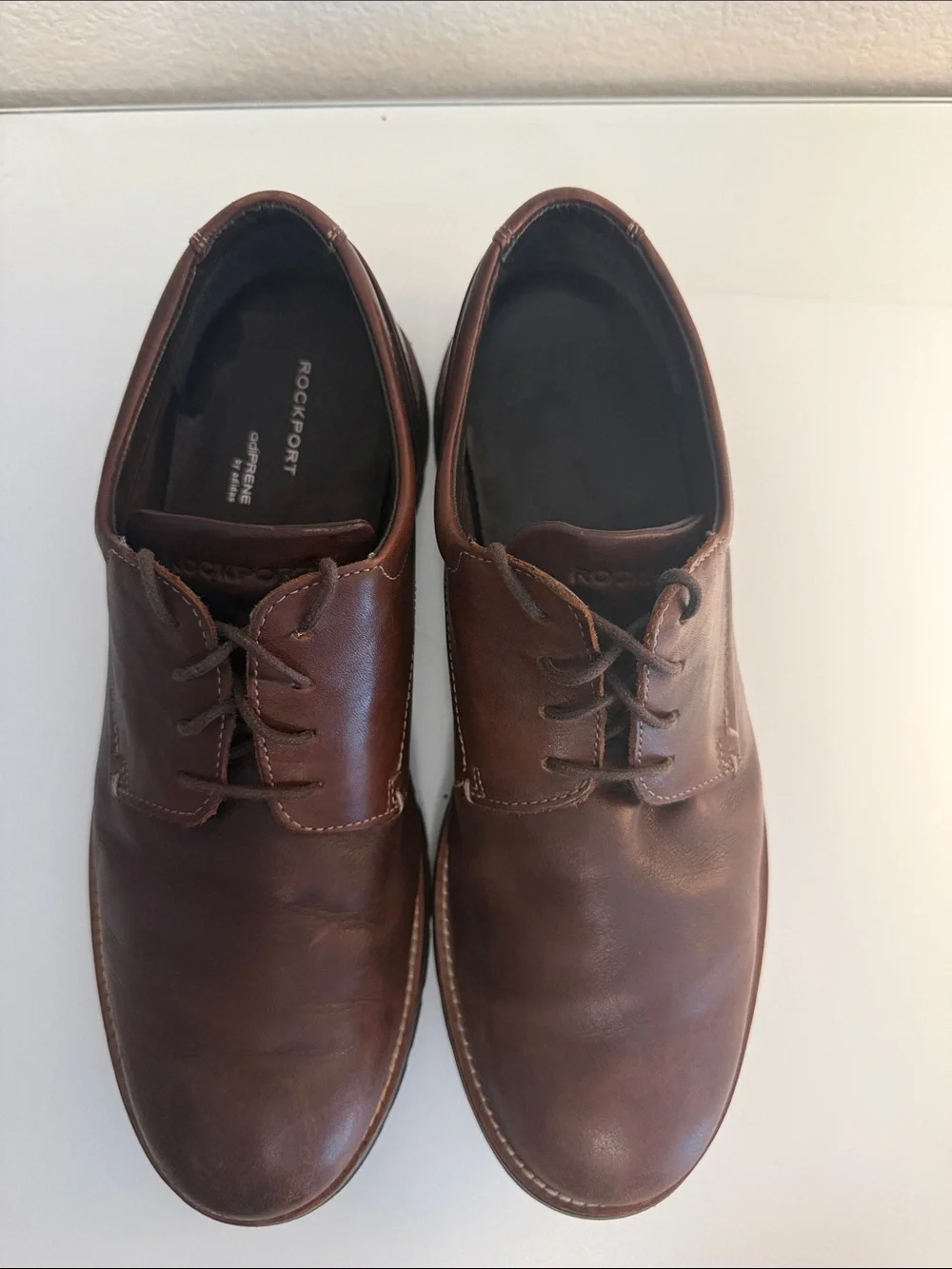 Rockport Men’s Brown Leather Adiprene Derby Shoes Size 10